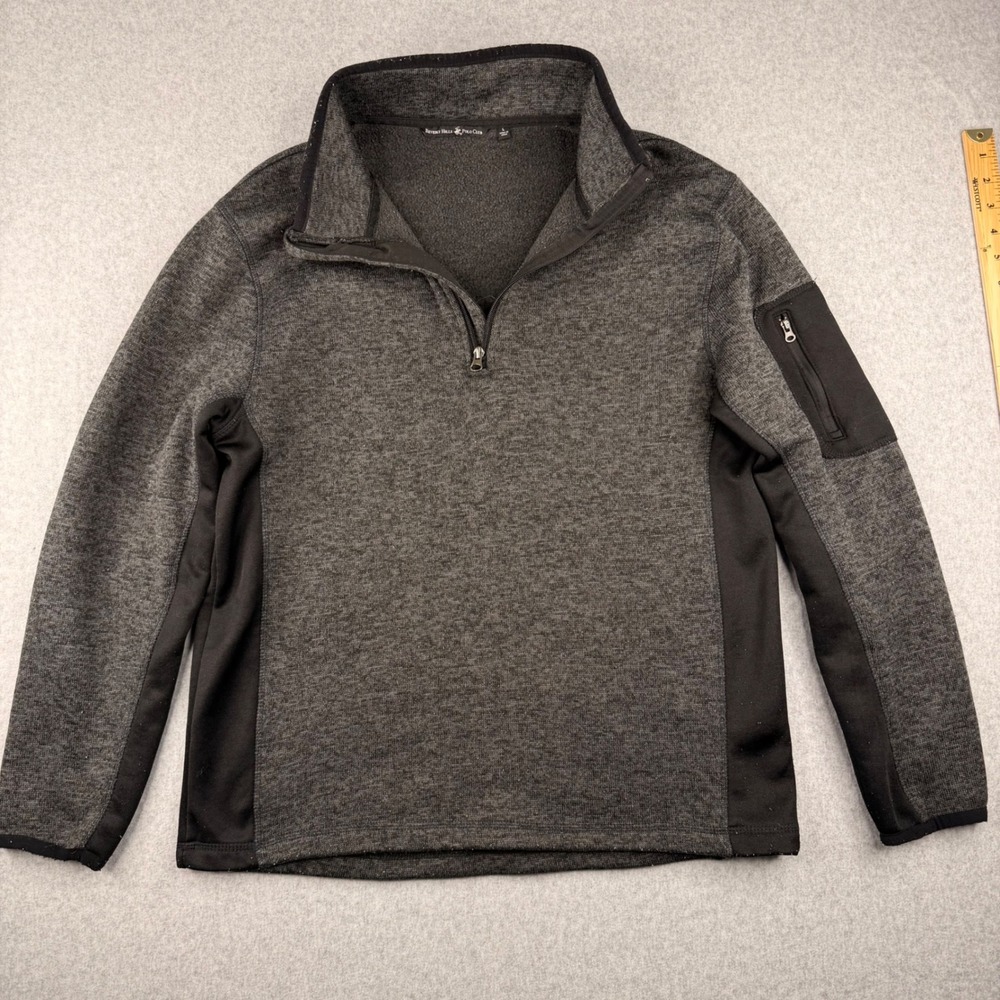 Beverly Hills Polo Club Mens Gray Marled Quarter Zip Fleece Pullover Jacket L